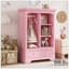 Garde-robe ouverte pour enfants avec une tringle suspendue et des tablettes ouvertes, un grand tiroir, une conception basse près du sol pour un accès facile-225531628