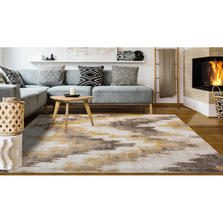 Asay Abstract Shag Brown Area Rug