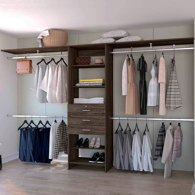 Brentwood 3-Drawer 4-Shelf Closet System Dark Walnut