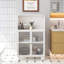 Armoire de rangement en bois avec porte en verre et tablettes-984544657