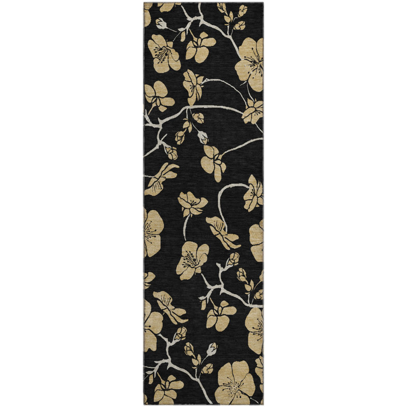 Tapis floral Premium lavable à la machine Diskin AMF1034, Tapis de couloir 2 pi 3 po x 7 pi 6 po