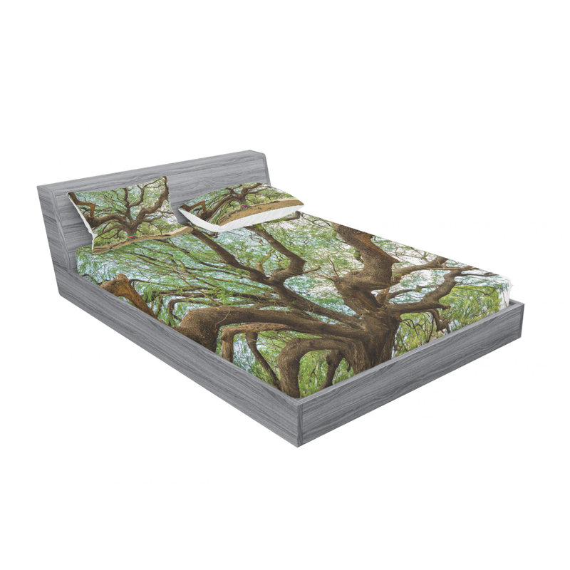 Ensemble de draps en thaïlande magnifique rain tree, Ensemble de drap pour grand lit avec drap-housse