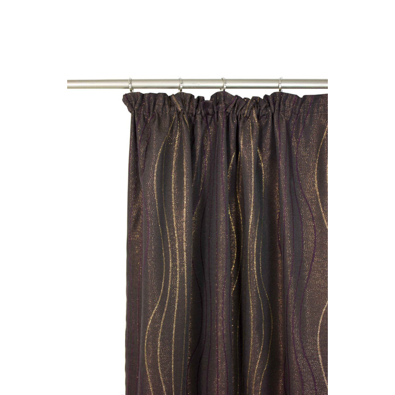 Alderete Pencil Pleat, Single Curtain, opaque, 132cm Width x 245cm Drop, Lilac/Copper colours