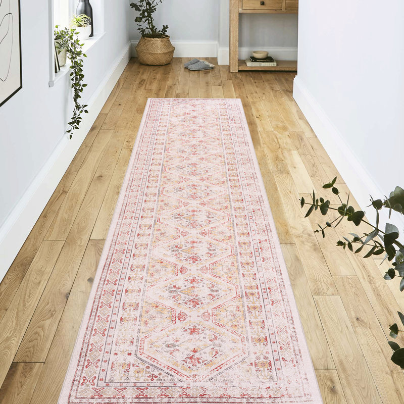 Washable Beige 2'6''X10' Floor Mat, Low-Pile Non-Slip Non-Shedding For Bedroom, Living Room, Kitchen Rug, Kitchen, Dining