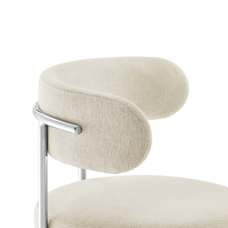 Tabourets Modway Albie - ensemble de 2, Tabouret de comptoir (siège d'une hauteur de 25,5, Argent argent, Beige