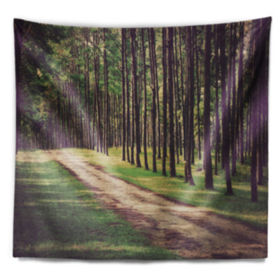 Tapisserie forêt de style rétro avec sentier