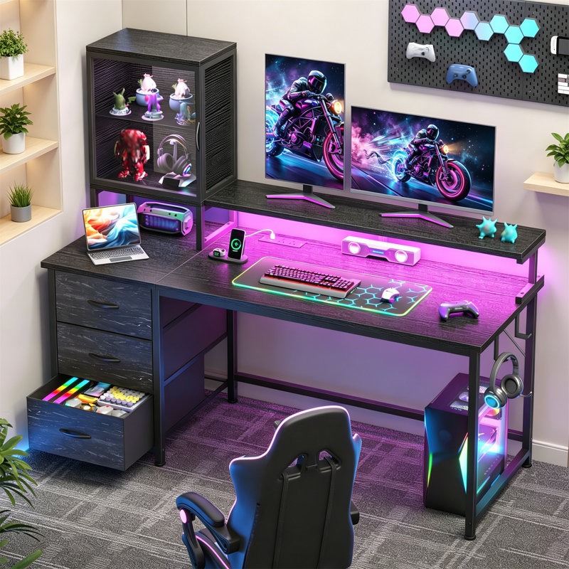 Metal Base Computer Desk, Black