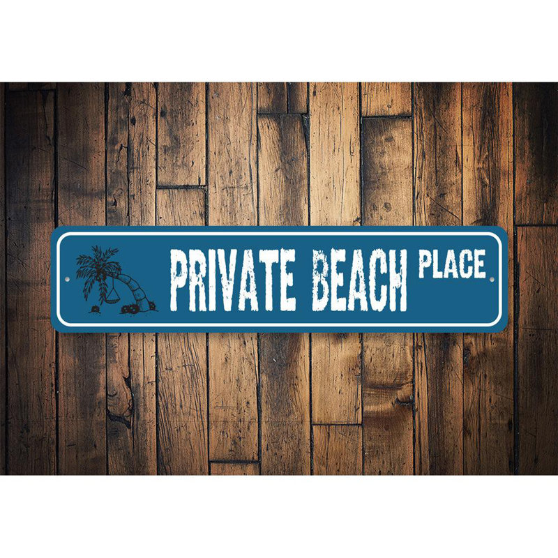 Plaque de plage privée en aluminium, H 4 po x l 18 po x P 0,04 po