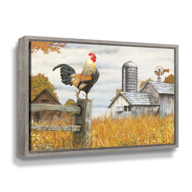 « down on the farm ii »-impression sur toile, H 36 po x l 48 po x P 2 po, Cadre flottant blanc délavé
