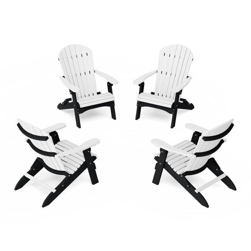 Ensemble de 4 chaises pliantes Heritage Adirondack, Blanc/Noir