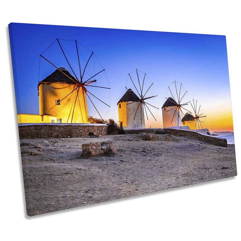 Mykonos Greek Windmills - Wrapped Canvas Print, 50.8cm H x 76.2cm W