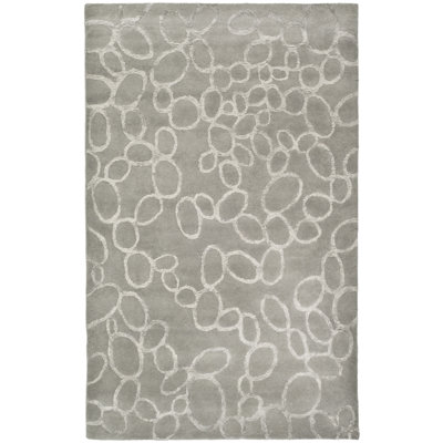 Claudian Hand Tufted Wool/Cotton/Viscose Geometric Rug in Grey