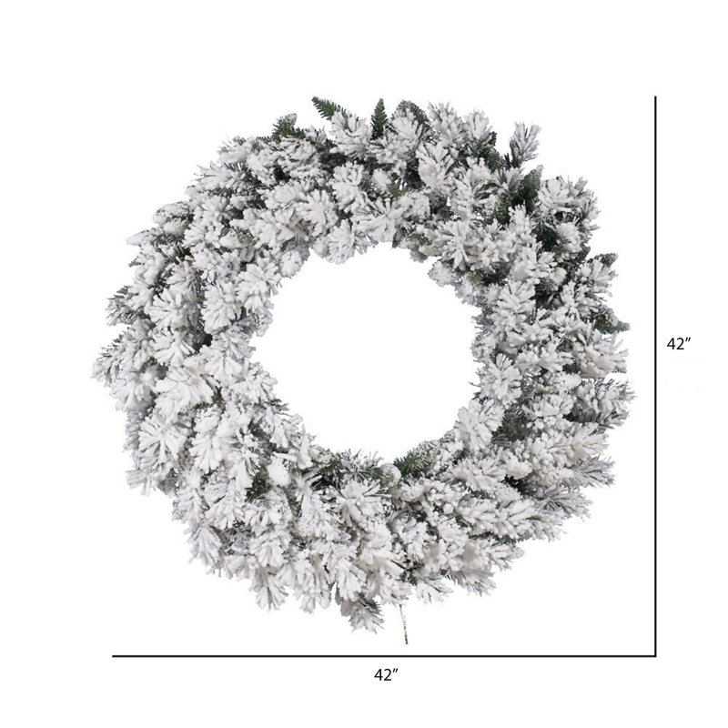 Artificial Flocked Snow Ridge Wreath, 42" H x 42" W x 3" D