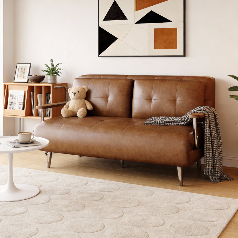 2 Seater Faux Leather Sofa Bed