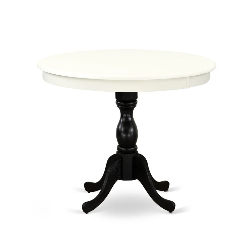 Table de salle à manger Antique Modern, Noir, Blanc lin, H 30 po x l 36 po x P 36 po