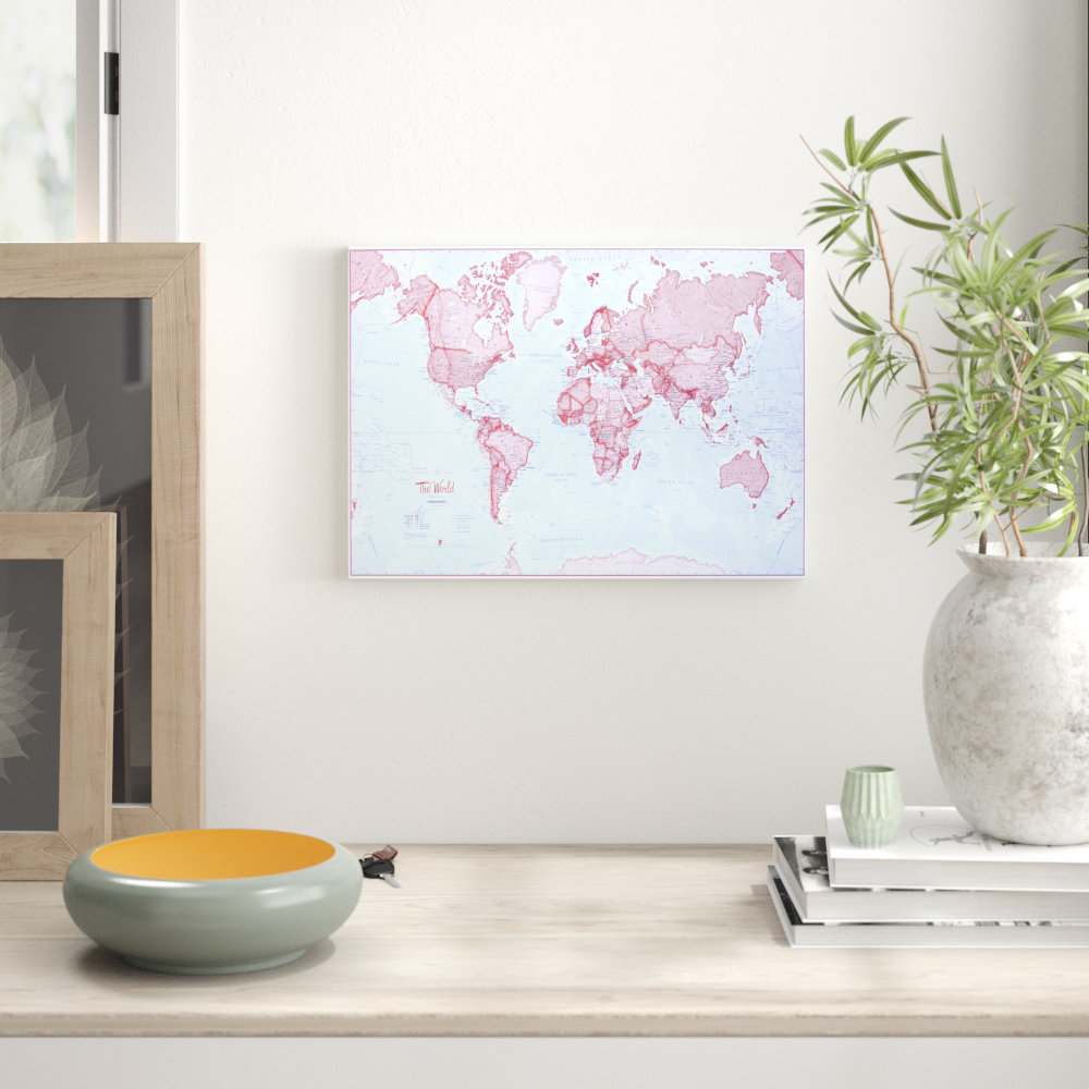 World is Art Map - Wrapped Canvas Graphic Art Print