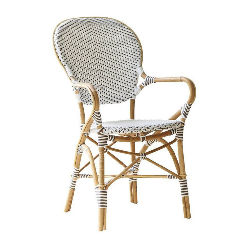 Fauteuil bistro Isabell, Blanc avec pois cappuccino