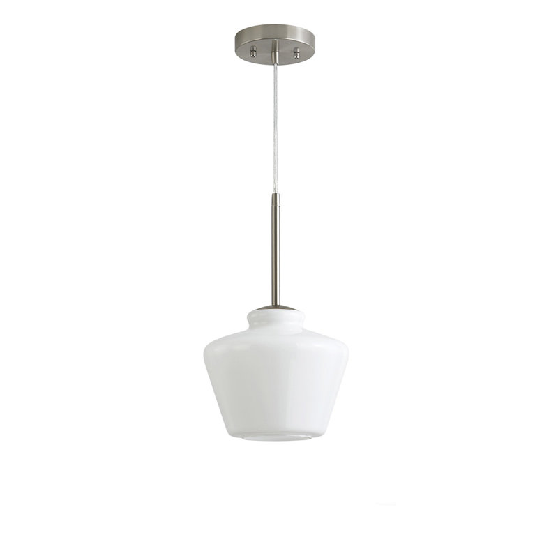 Luminaire suspendu 1 lumière Shwana, Blanc, Nickel brossé