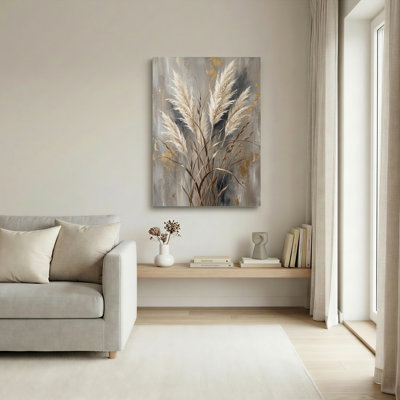 Pampas Grass Canvas Wall Art Oil Painting Print Set Of 1