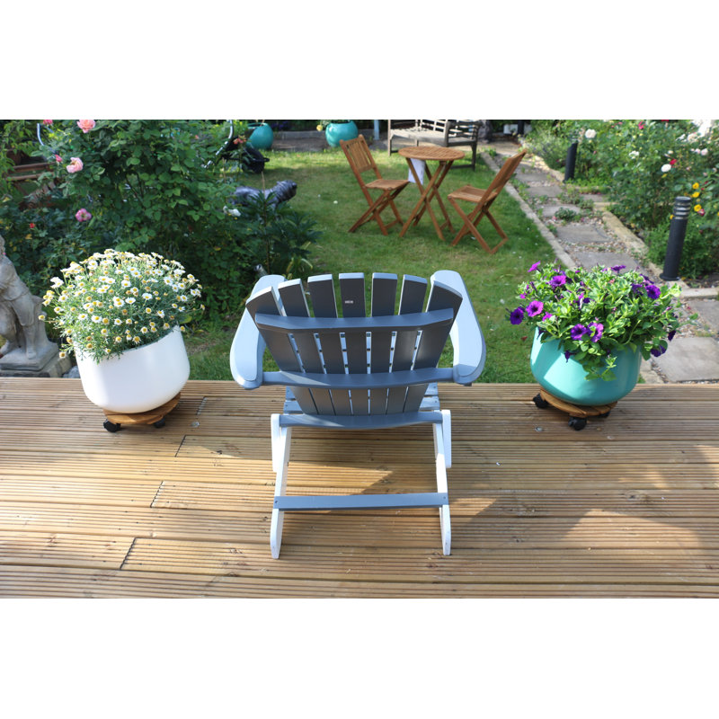 Folding Adirondack Chair FSC 100% Acacia Wood, Grey/White