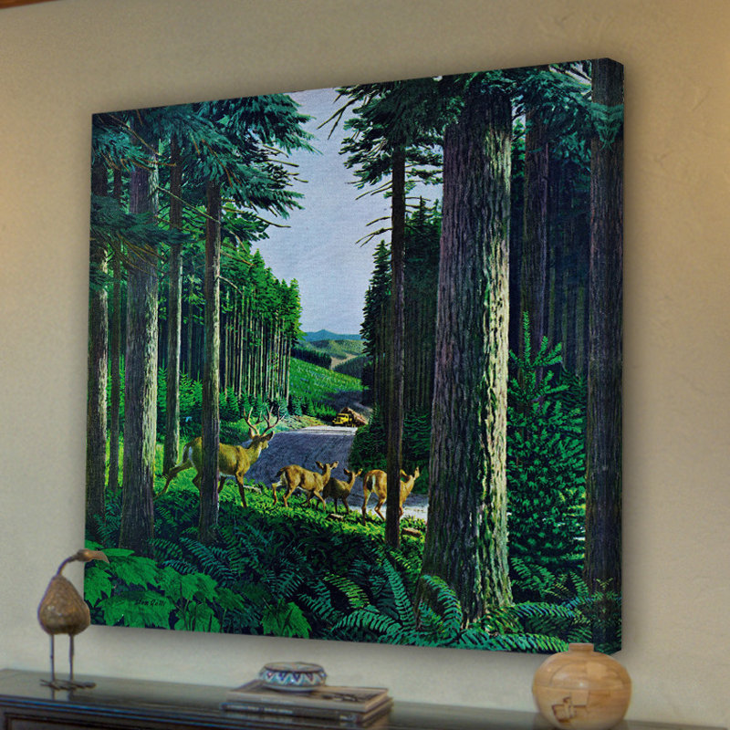 « forest friends », reproduction d’art sur toile tendue, H 32 po x l 32 po x P 1,5 po