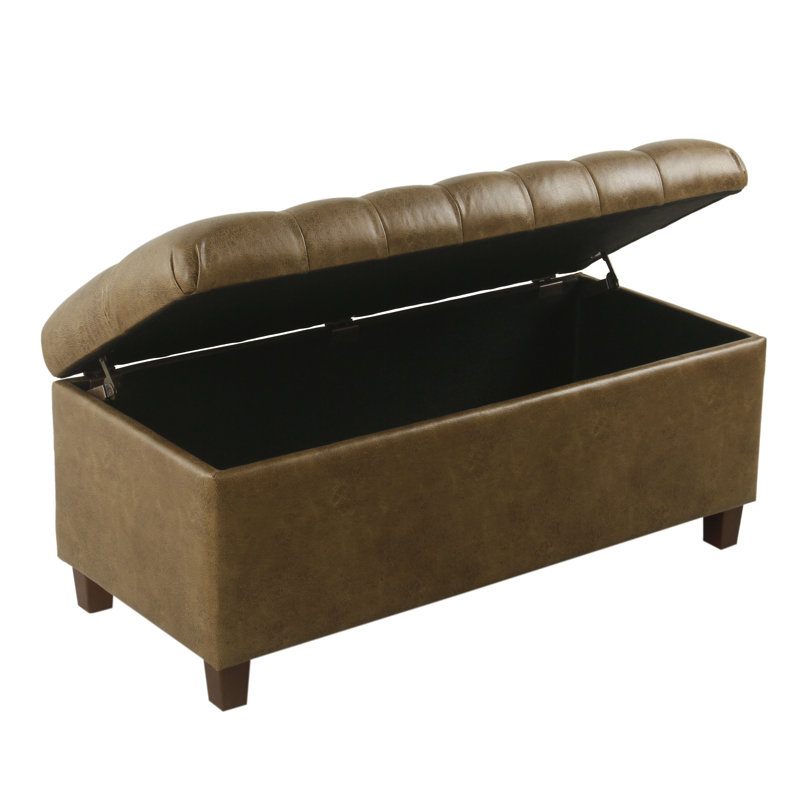 Ardice Faux Leather Upholstered Storage Bench, Brown