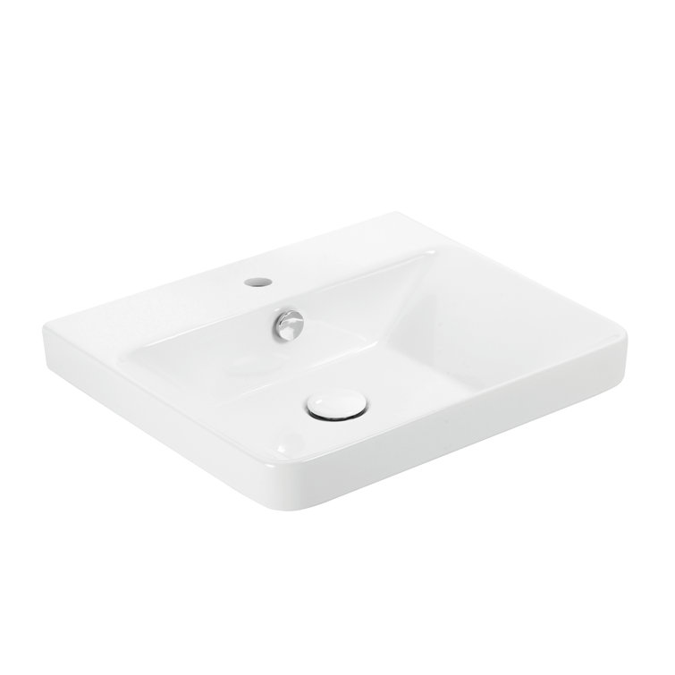 WS Bath Collections 18.1'' Ceramic Rectangular Drop-in Bathroom Sink with Overflow