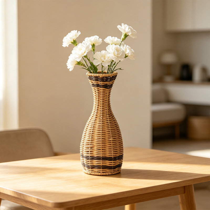 Vase de style bohémien en rotin