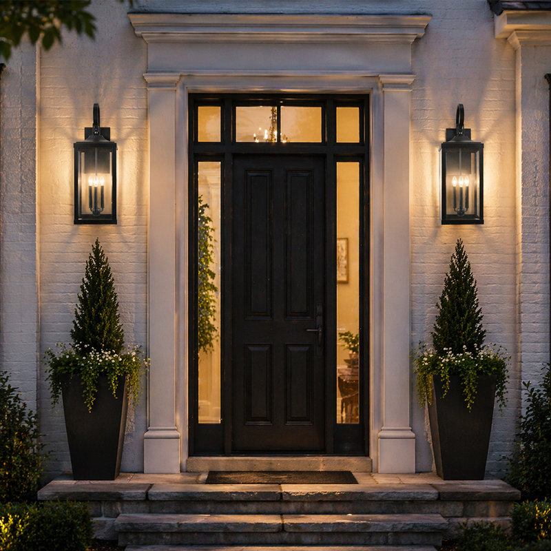 3 Light Imperial Black Outdoor Wall Sconce - 31.5 In. With Clear Glass Shade, Hardwired, Bulbs Not Included, 3 Lights
