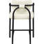 Tabouret de comptoir rembourré en cuir crème Serava-129631228