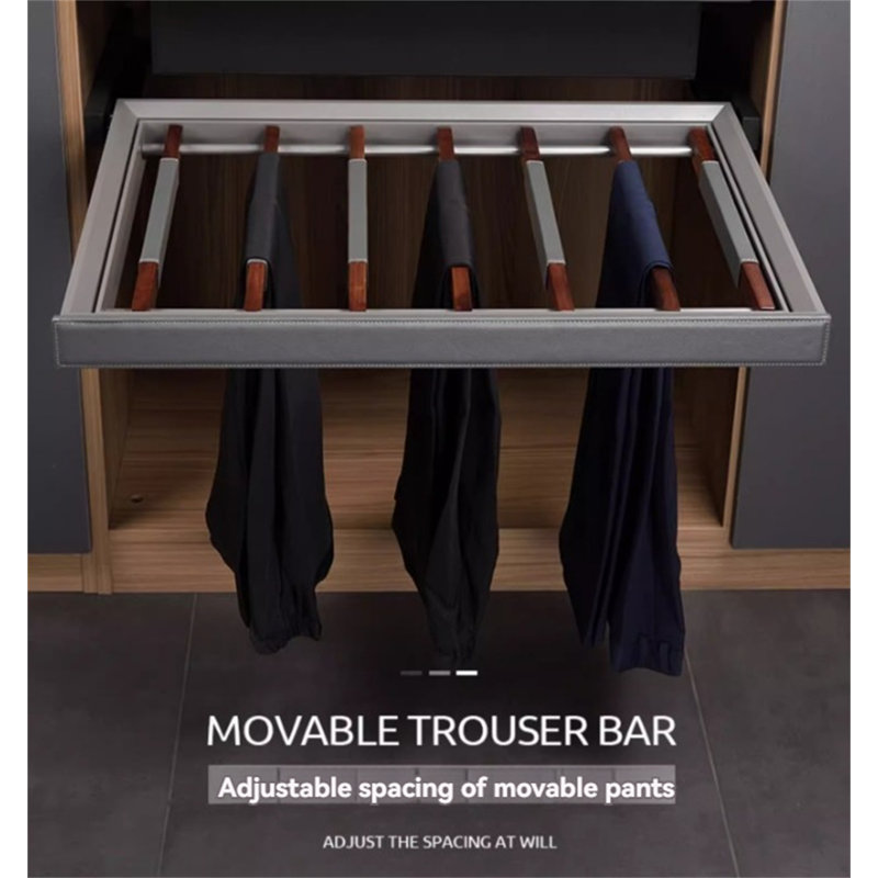 Porte-pantalons extensible en bois de noyer pour garde-robes, H 3 po x l 33,77 po x P 18,7 po