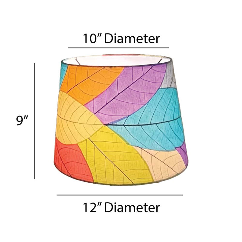 Abat-jour tambour Real Leaf en rouge / bleu / rose, H 9 po x l 12 po x P 12 po, Rouge / bleu / rose