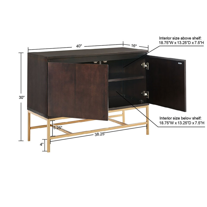 Modern Brown Pinewood Two-Door Accent Cabinet with Adjustable Shelving