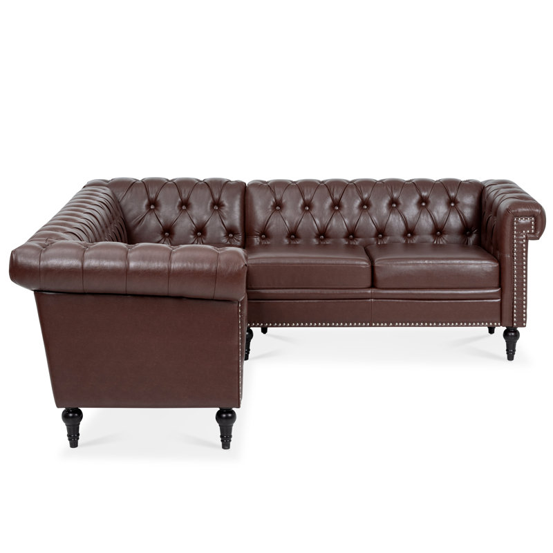 Canapé modulaire en cuir Ra Ra, Simili cuir brun foncé