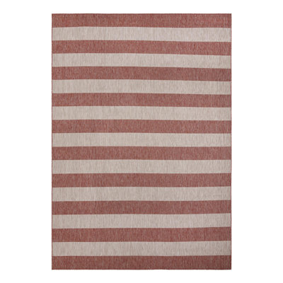 Simkins Striped Red/Gray Indoor / Outdoor Area Rug