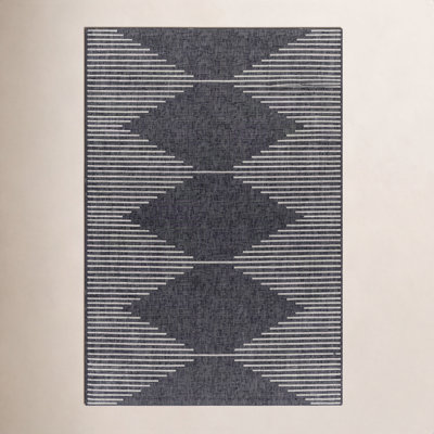 Abdulazeez Black Geometric Outdoor Rug