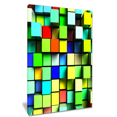 « coloriing 3d cubes », impression sur toile tendue