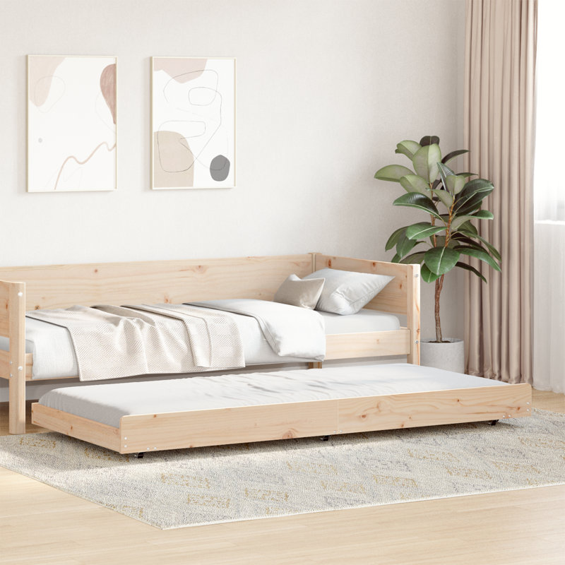 Bed Frame with Headboard Solid Pine Wood, 100 x 200cm, Natural