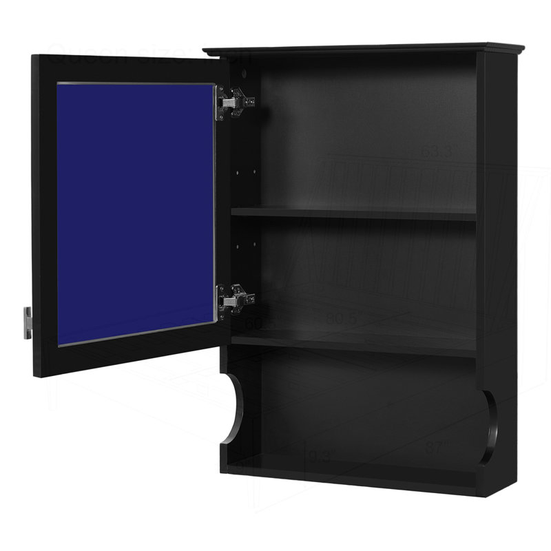 Armoire de rangement de salle de bain murale 20 "avec miroir, Noir