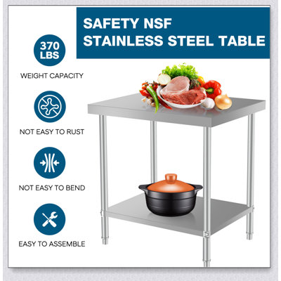 24''*18'' Commercial Work Table for Restaurant and Home Stainless Steel Kitchen Prep Table with Under Shelf