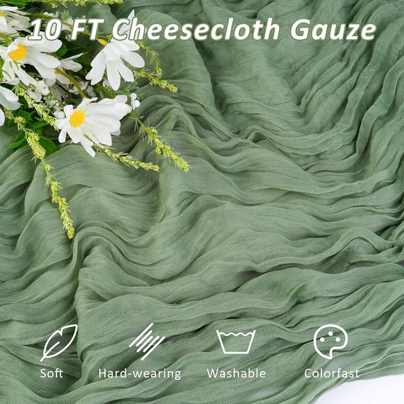 Chemin de table en toile de coton vert sauge Sage