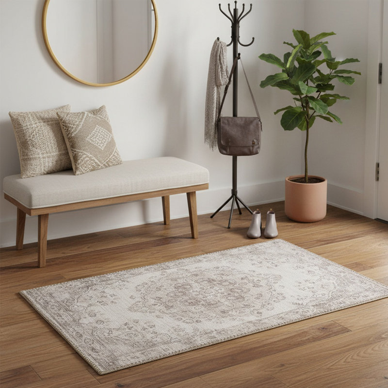 Tapis en polyester doux au toucher 2 pi x 3 pi avec envers en jute naturelle - parfait pour les vestibules, les cuisines et les chambres