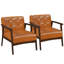 2PCS Chaise d'appoint de style Mid-Century capitonnée avec accoudoirs caramel-1144371010-1144371011