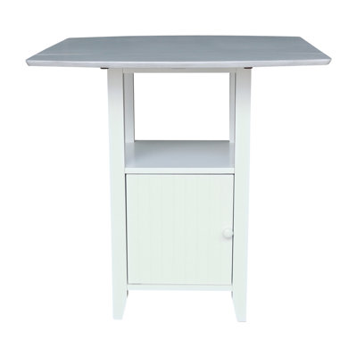 Counter Height Drop Leaf Rubberwood Solid Wood Dining Table