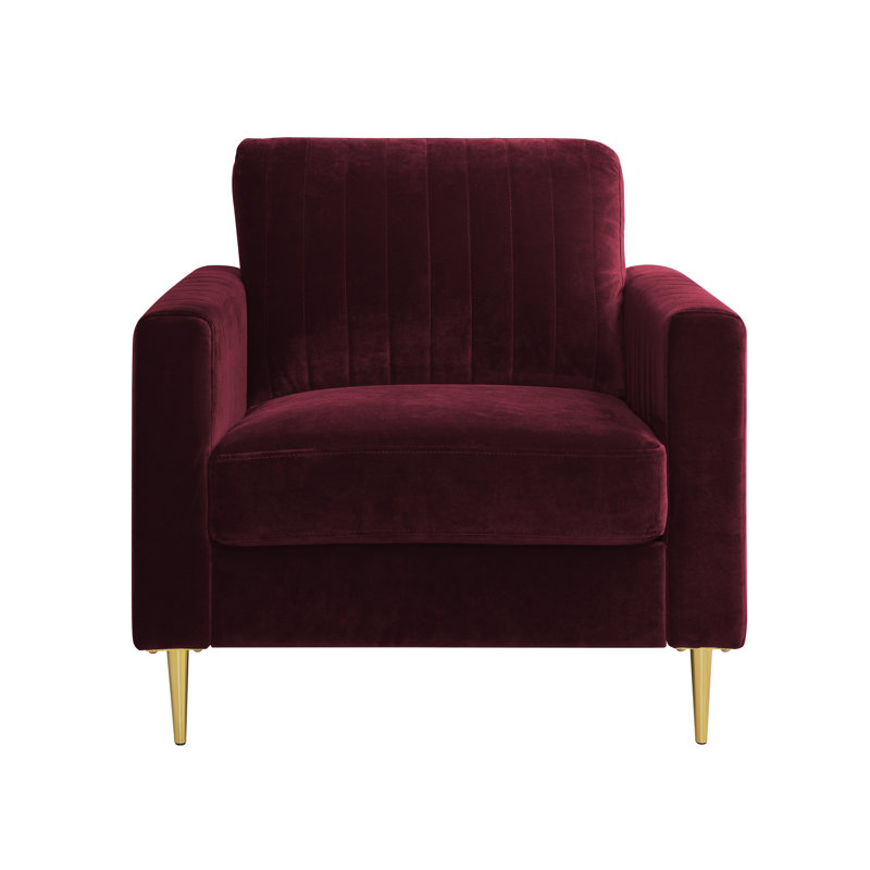 Lotsee Velvet Armchair, Burgundy