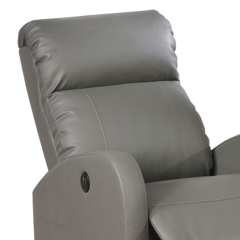 Troutman Faux Leather Power Recliner, Gray Faux Leather