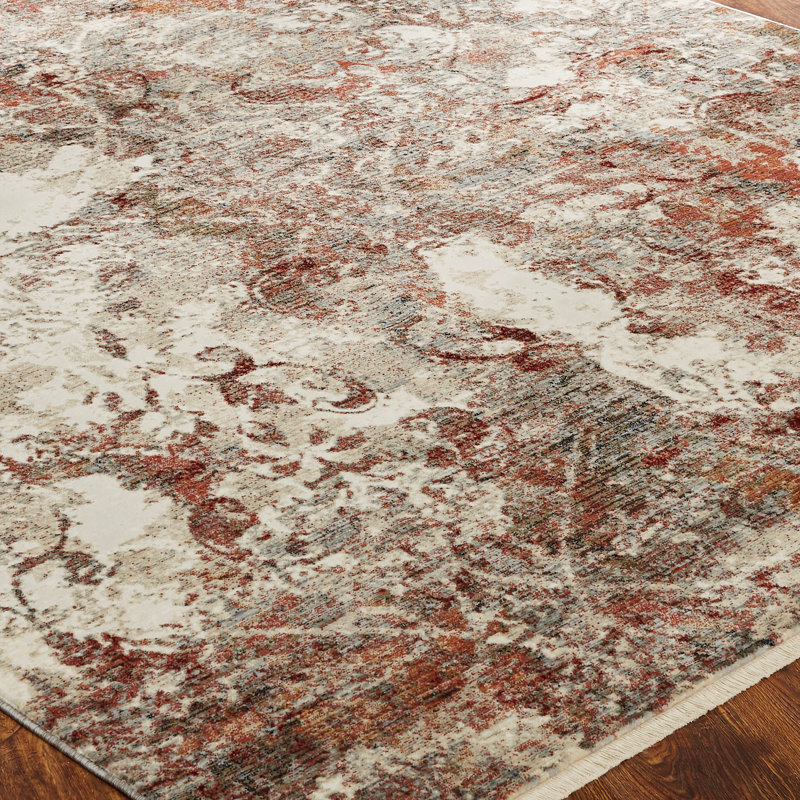 Lindahl Area Rug in Red/Gray, Rectangle 2'6" x 3'8"