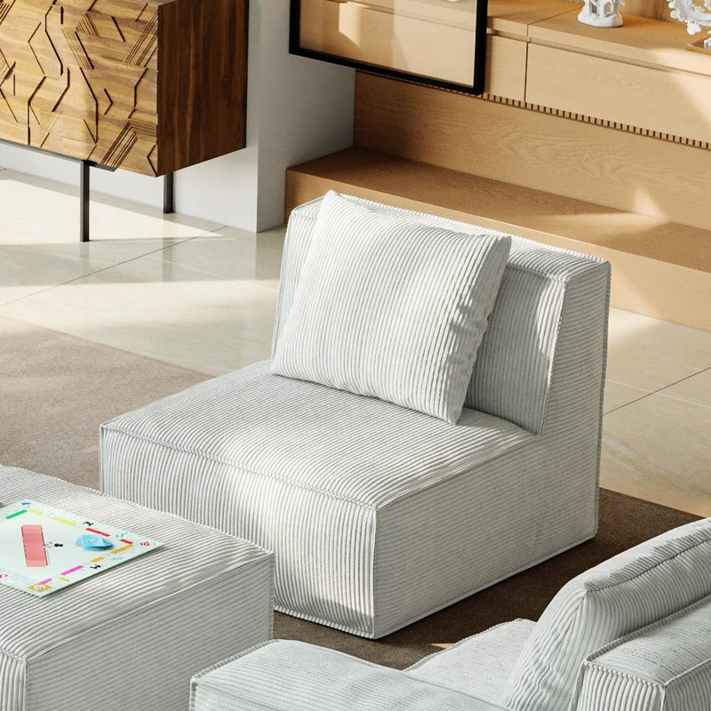 Lit modulaire modulaire avec canapé large et nuage, beige, confortable pour un lit de compression confortable, tissu beige, structure en éponge, différents espaces convenables