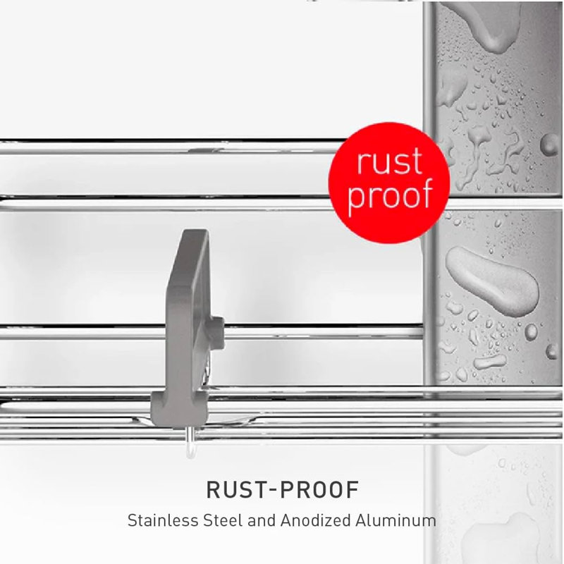 Serviteur de douche réglable en acier inoxydable et aluminium anodisé