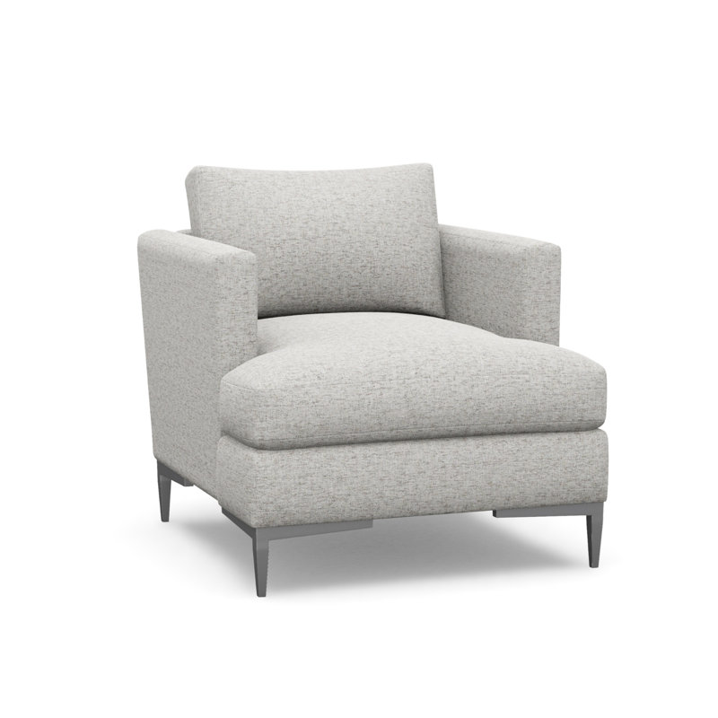 Aiden Accent Chair, Polished Stainless, Cottontail Natural 